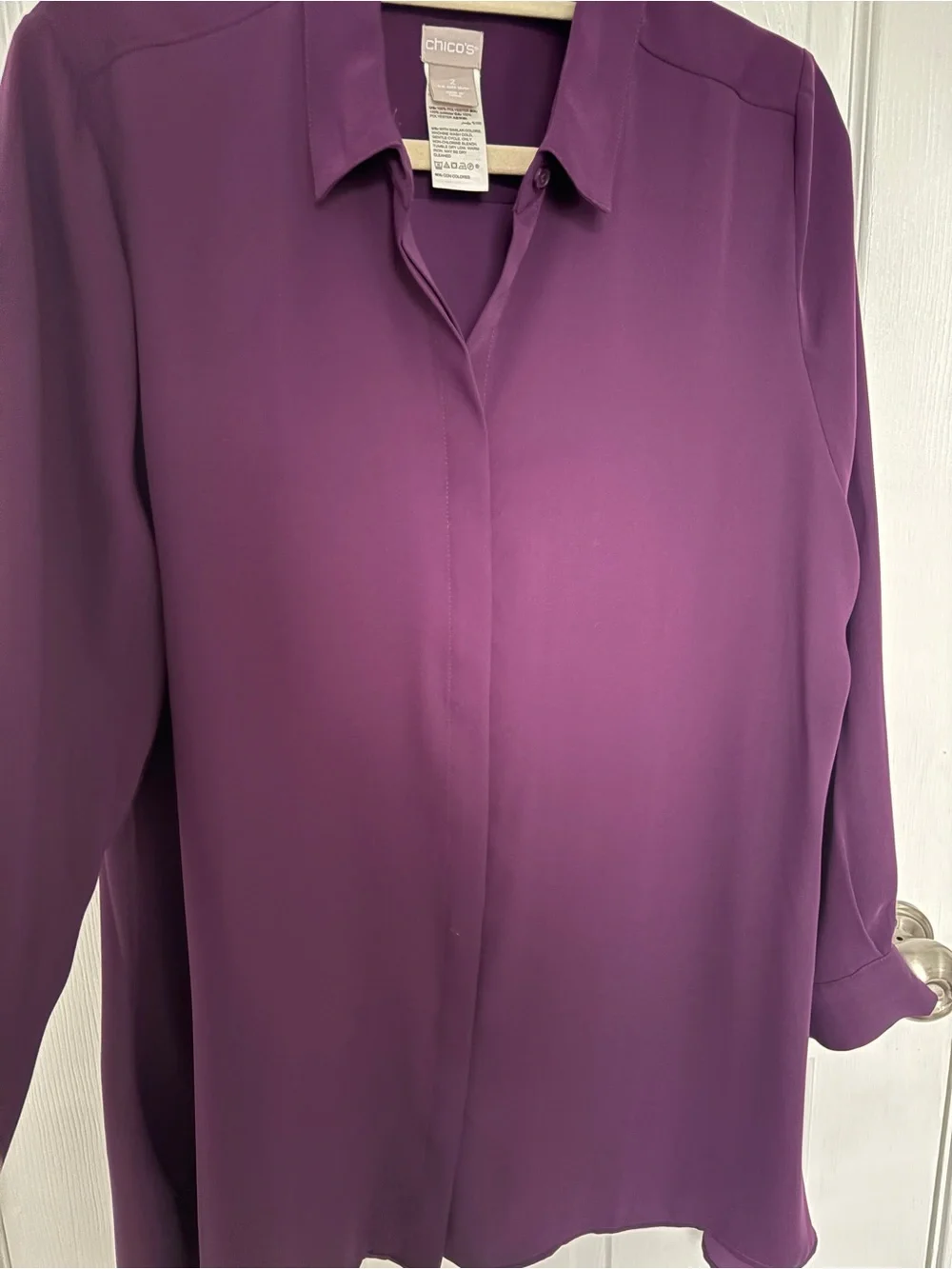 Chico's Purple Long-Sleeve Tunic Tops#0354